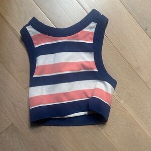 Navy and Coral Striped Women's Crop Top